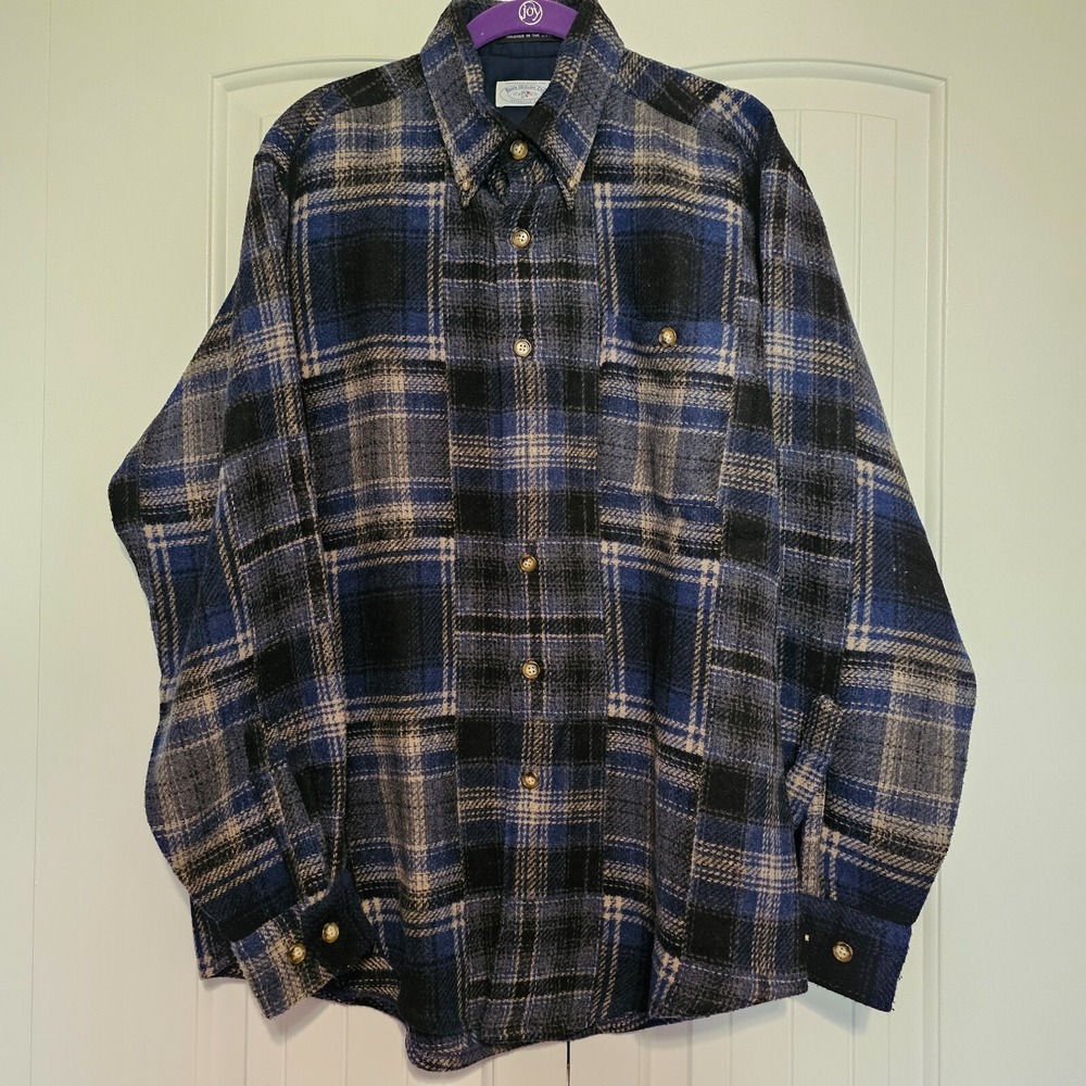 Rush Wilson Ltd Shirt Jacket Mens M Blue Wool Alpaca Plaid Tailored USA